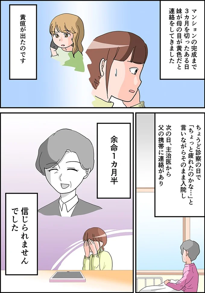 余命1カ月半、信じられませんでした