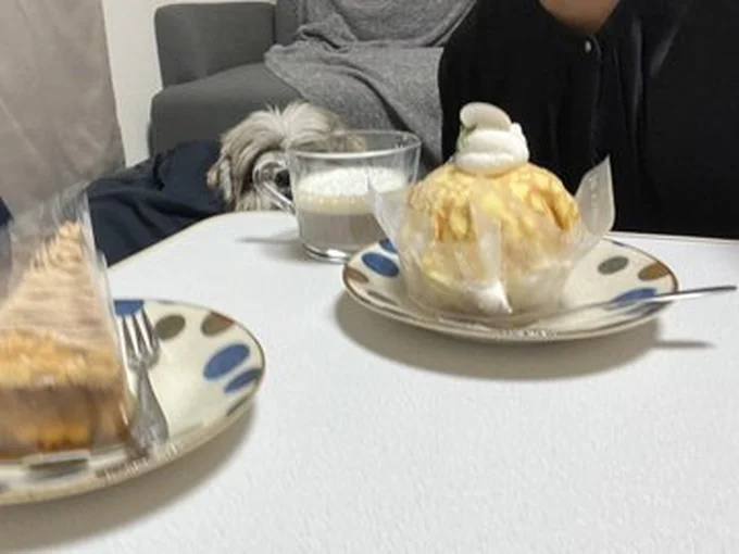 ケーキ食べる時いつも誰かに見られてる気がする…▶おいしそうなケーキ！（⇒次へ）