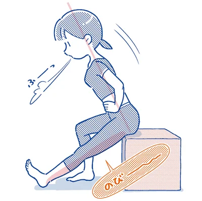 上半身を一直線に伸ばしたまま6秒かけて身体を前に倒す
