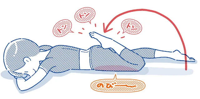 腰は絶対反らさないで！ できるところまででOKの「太もも前伸ばし」
