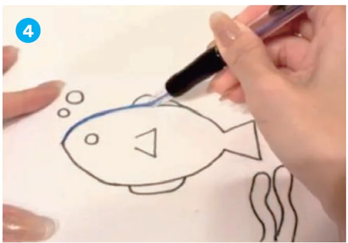 なぞるように絵に色をつける