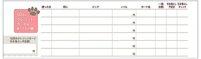 クレジットカードの支出は専用欄で管理！