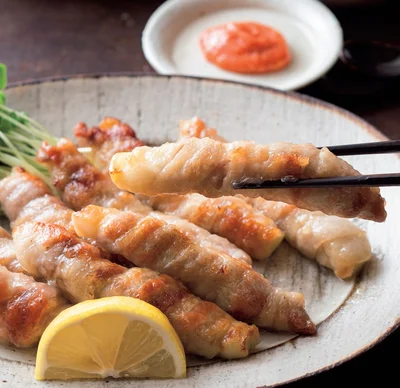 秋なすの豚巻き蒸し