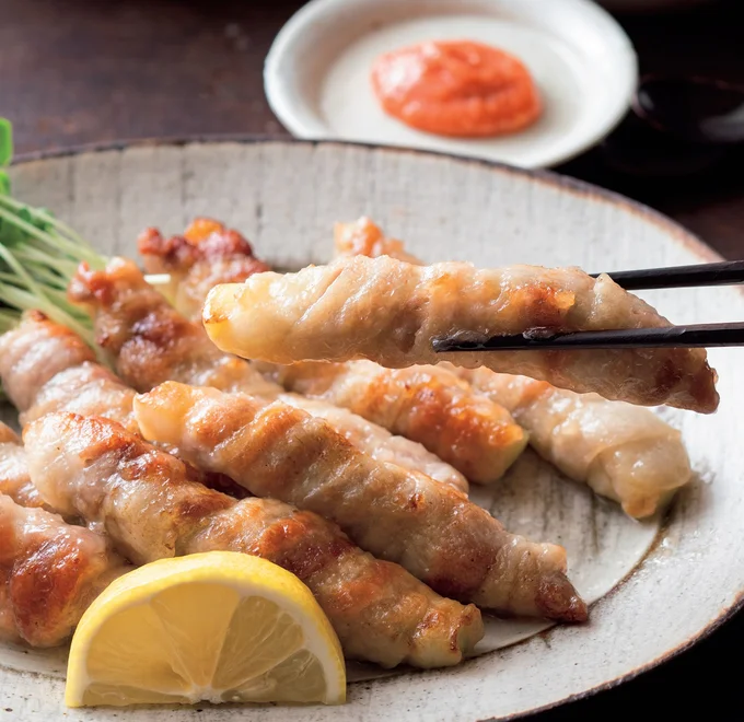 秋なすの豚巻き蒸し