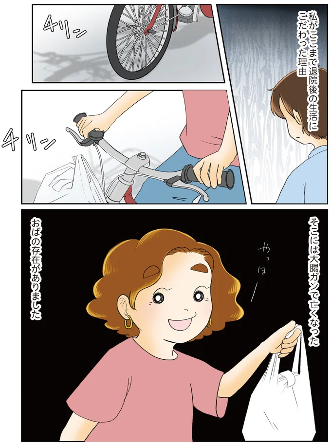 大腸ガンで亡くなったおばの存在がありました