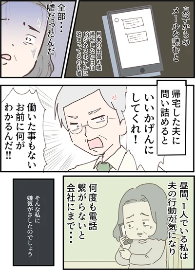 帰宅した夫に問い詰めると