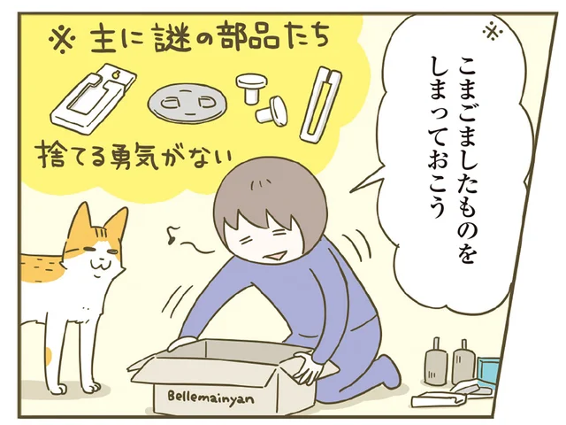 ちょうどいい箱をゲット！ 細々したものを入れようと模索していたら猫がやってきて