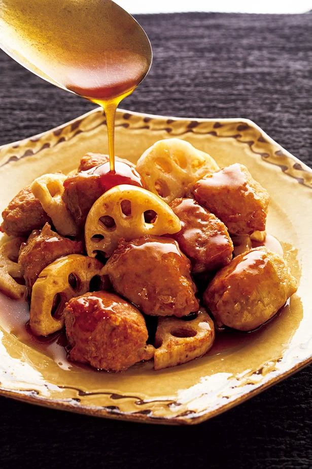 ざっくりだんごとれんこんの甘酢あん