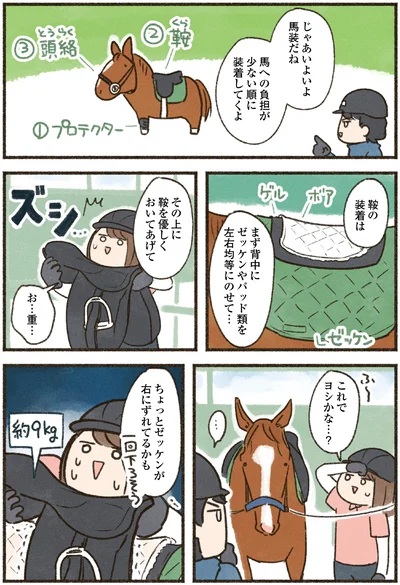 馬への負担が少ない順に装着してくよ