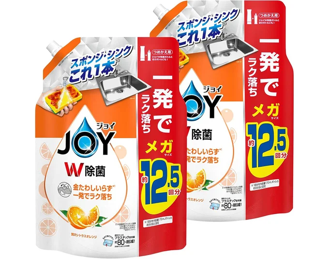 ジョイ 【まとめ買い】 [大容量] W除菌 食器用洗剤 贅沢シトラスオレンジ 詰め替え 超特大ジャンボ 1,620mL×2個