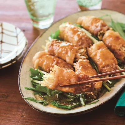 電子レンジで照り照り仕上げに「照り焼き風もやし肉巻き」