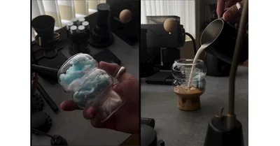 コットンキャンディーにエスプレッソ抽出！