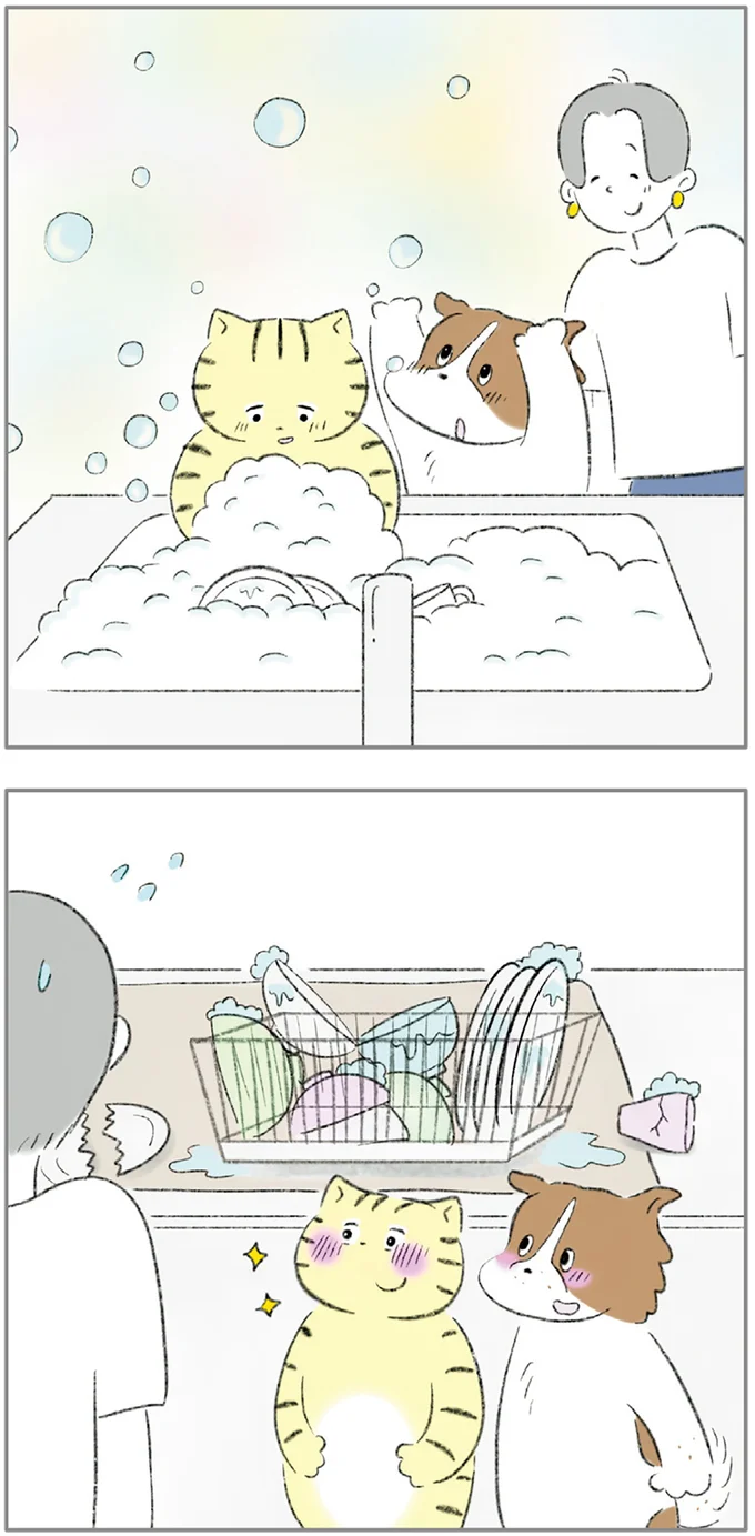 食器洗いのお手伝いも…