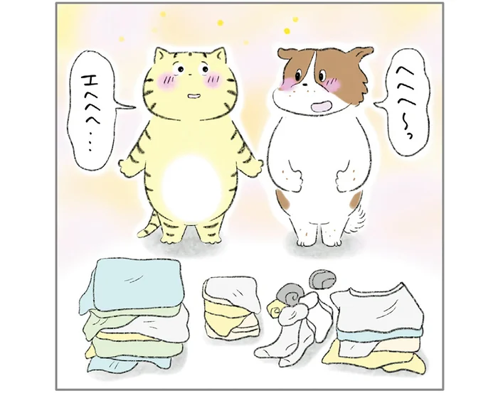 褒められると嬉しそう！ お手伝いするのを楽しんでいる仲良しふたり組