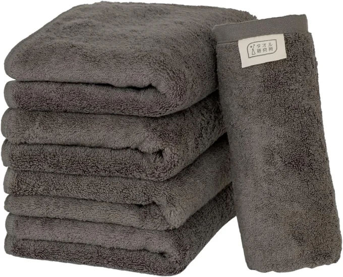 【Amazon.co.jp限定】タオル研究所 [ボリュームリッチ] #003 フェイスタオル チャコールグレー 5枚セット