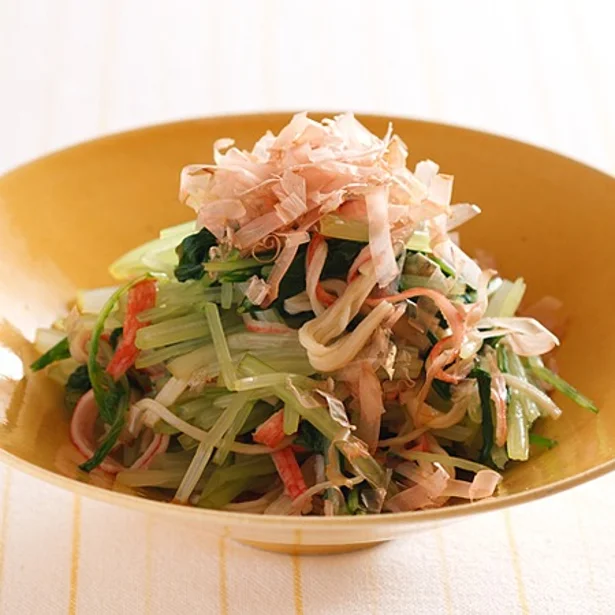 【関連レシピ】水菜とかにかまのポン酢サラダ