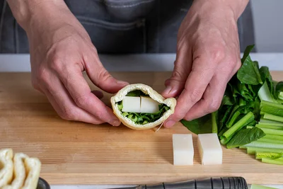 小松菜は無理して全量詰めなくてもOK。