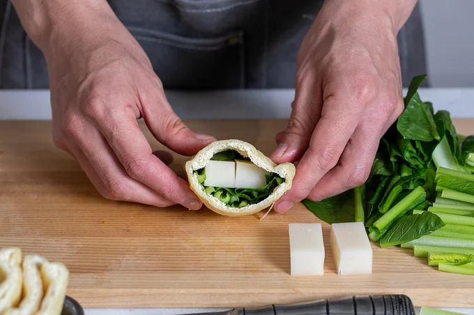 小松菜は無理して全量詰めなくてもOK。