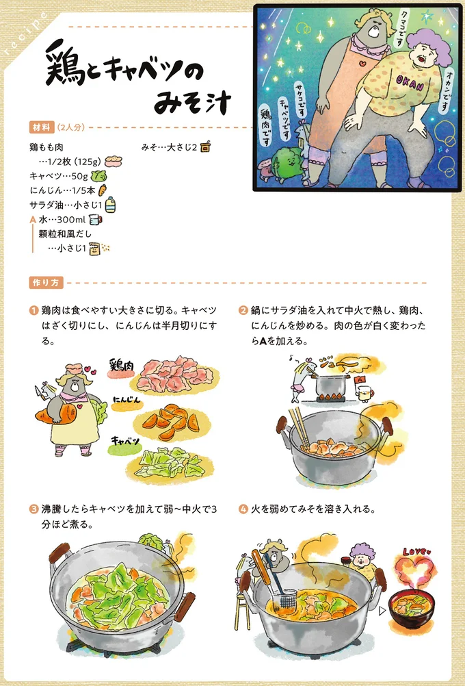 鶏とキャベツのみそ汁