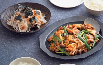 「豚こまのキムチ炒め」の献立