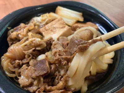 「牛すき焼きうどん」にアレンジ！