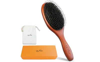 ヘアブラシ Lefina 豚毛×天然木 高級パドルブラシ