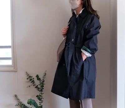 ネイビーを着てみました。1万円以下に見えない！（現在はベージュが販売中）