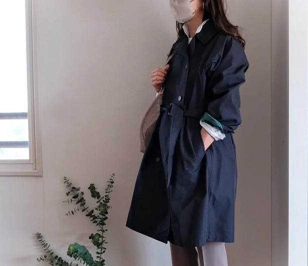 ネイビーを着てみました。1万円以下に見えない！（現在はベージュが販売中）