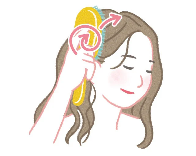 1． 最も大きい側頭筋の上からとかす