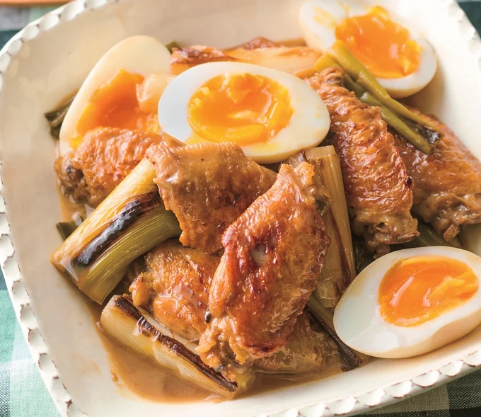 手羽中と長ねぎのポン酢焼き煮込み