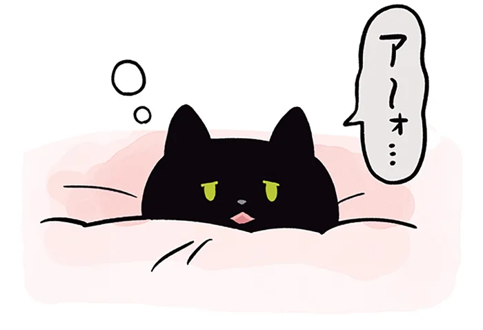 布団の中から「アーォ」寝起きの黒猫ろんがお願いしたこと／黒猫ろんと暮らしたら2（2）