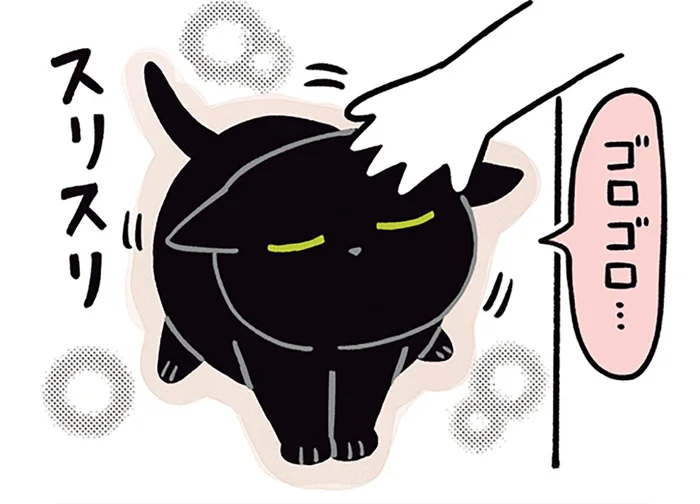 「起こさないでおこう…」まだ寝ていたい飼い主と黒猫ろんのセルフなでなで