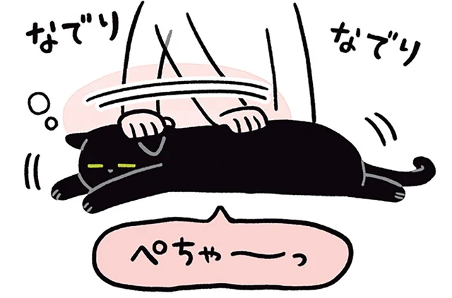 なでればなでるほど溶ける？黒猫ろんを優しくなでる飼い主