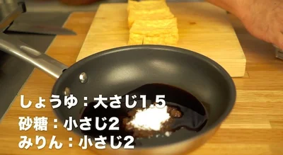 しょうゆ大さじ1.5、砂糖小さじ2、みりん小さじ2