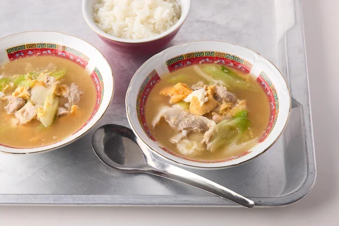 豚バラと卵のふんわり二層スープ