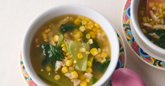 最後まで熱々がうれしい「青梗菜と鶏ひき肉の中華とろみスープ」