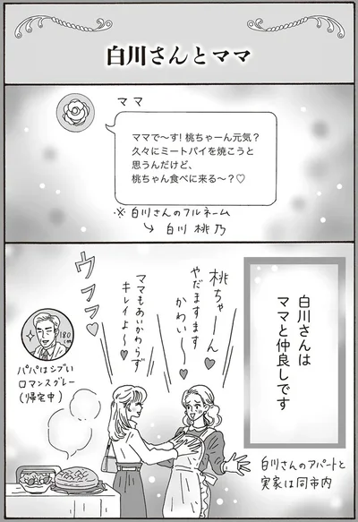 白川さんはママと仲良しです