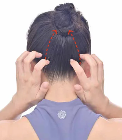 後頭部～頭頂部をなぞる