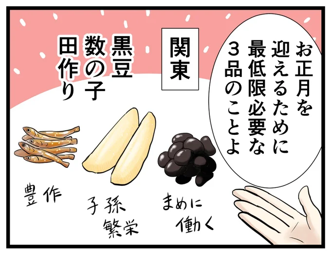 関東なら祝い肴は黒豆、数の子、田作り→次へ