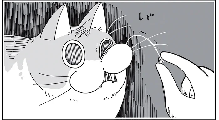 ゴミを取ったんだよぉ。良かれと思って猫のヒゲに触ったのに怒られて