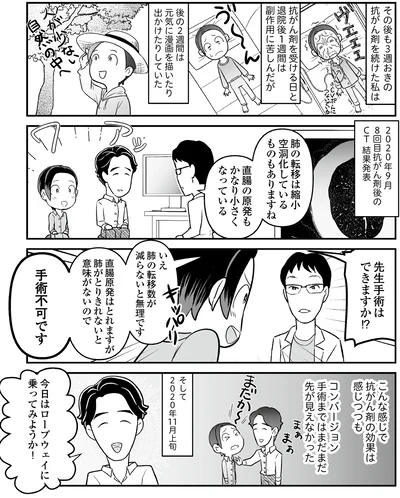 『痔だと思ったら大腸がんステージ4でした　標準治療を旅と漫画で乗り越えてなんとか経過観察になるまで』より