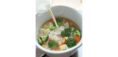 火を弱めてから豆乳を加える