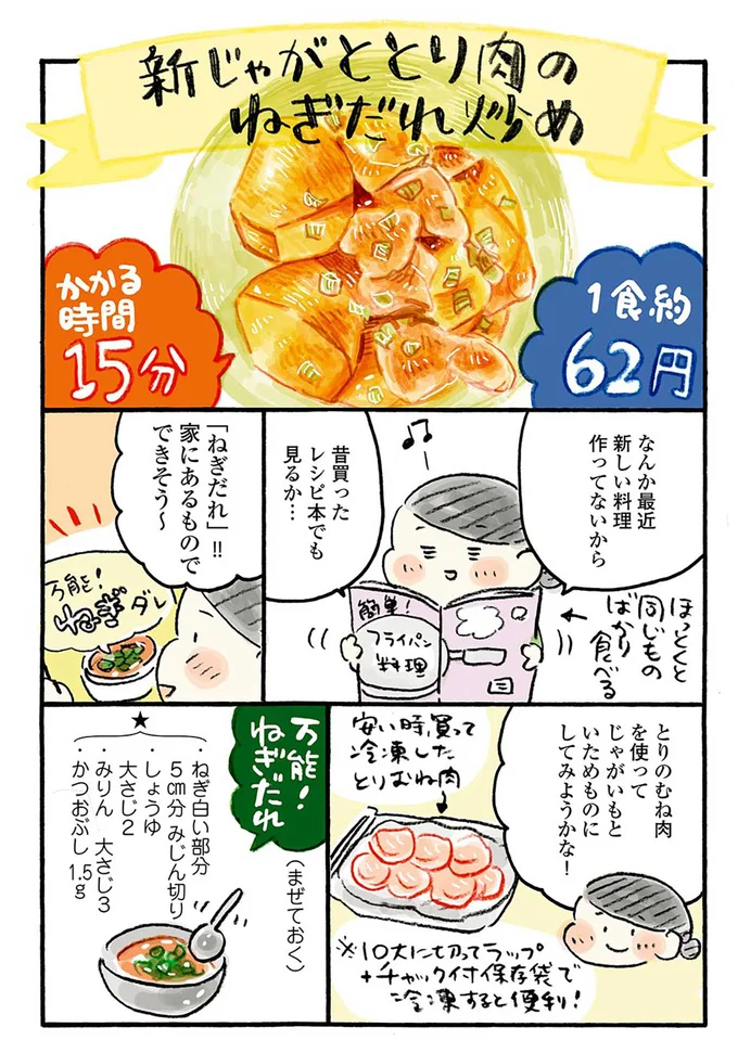 『おひとりさまのあったか1ヶ月食費2万円生活　四季の野菜レシピ』より