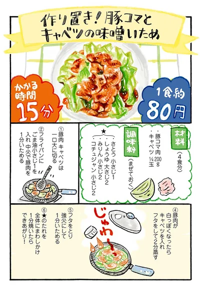 豚コマとキャベツの味噌いため