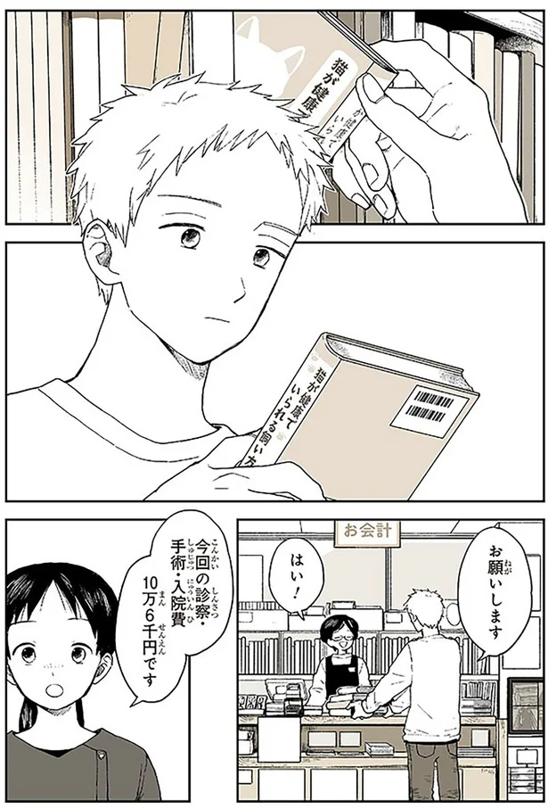 今回の診察、手術、入院費10万6千円です