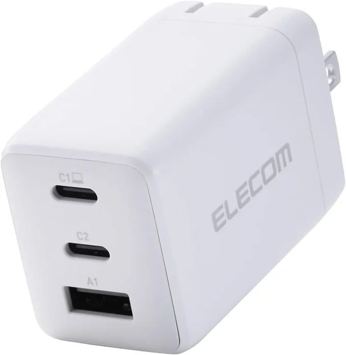 エレコム 充電器 65W 3ポート Type-C USB-A USB PD対応 スイング式プラグ採用 ホワイト EC-AC10367WH