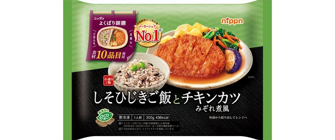 和食の主菜とご飯がセット「よくばり御膳しそひじきご飯とチキンカツみぞれ煮風」