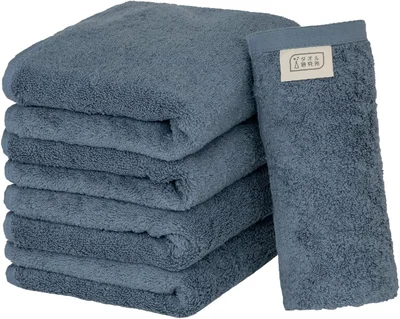 【Amazon.co.jp限定】タオル研究所 [ボリュームリッチ] #003 フェイスタオル スモーキーブルー 5枚セット