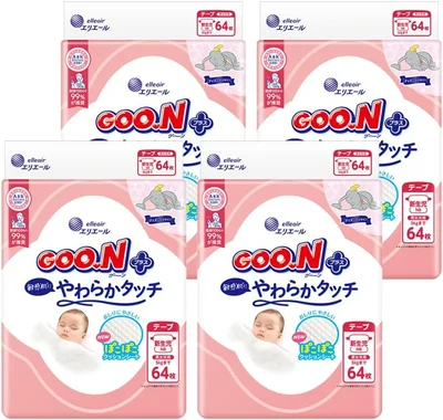 【テープ 新生児】 グーンプラス 敏感肌にやわらかタッチ おむつ (~5kg) 256枚(64枚×4) [ケース販売] (ディズニーデザイン) 【Amazon.co.jp限定】