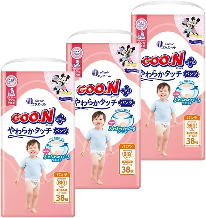 【パンツ BIGサイズ】グーンプラス やわらかタッチ おむつ (12~22kg) 114枚(38枚×3) [ケース販売] 【Amazon.co.jp限定】 ≪ディズニーデザイン≫